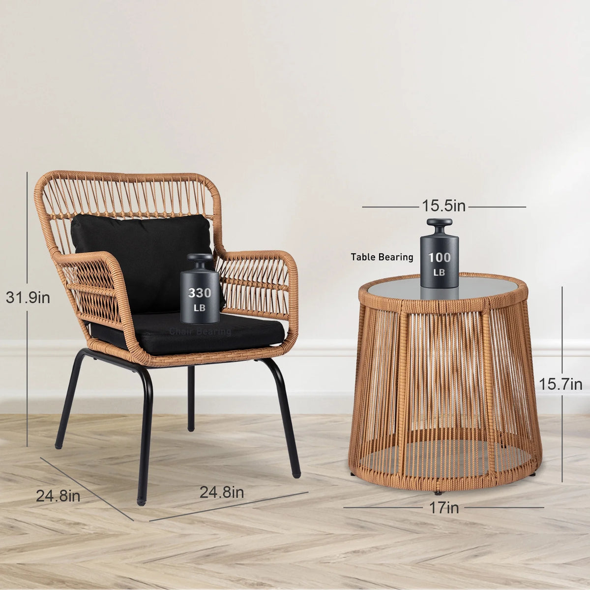 3 Piece All-Weather Wicker Bistro Set with Table A2740