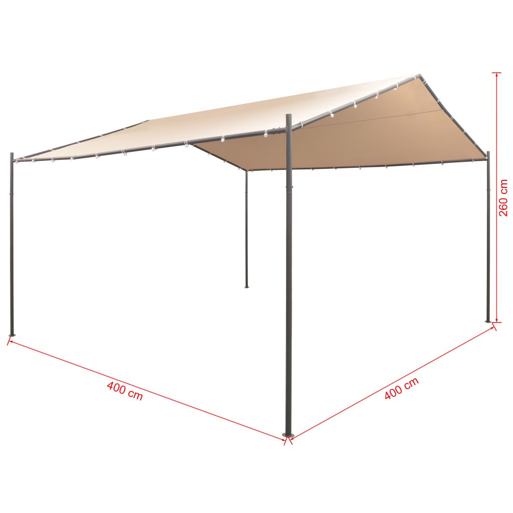 Beige Steel Gazebo Tent Canopy T6647