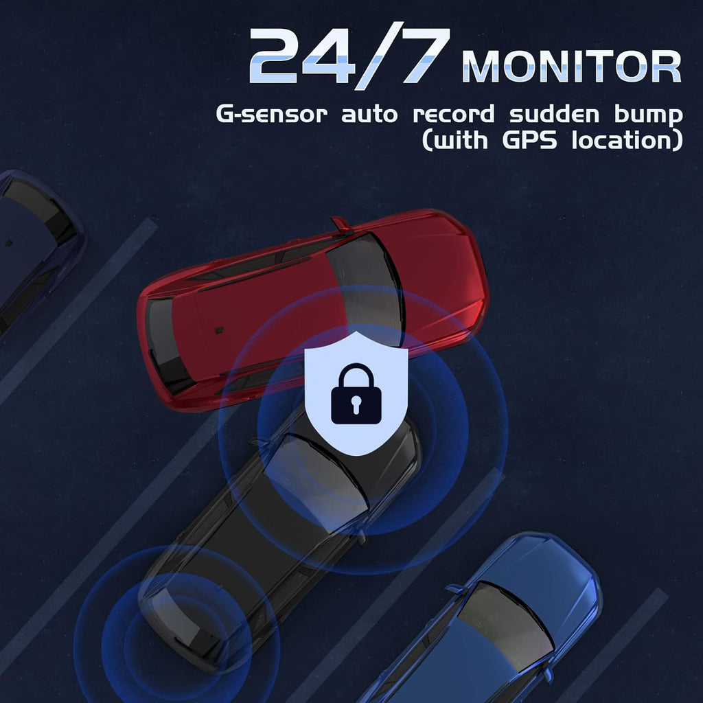 4K 3 Channel Dashcam with IR Night, 24/7 Recording Parking Mode, Black O78232