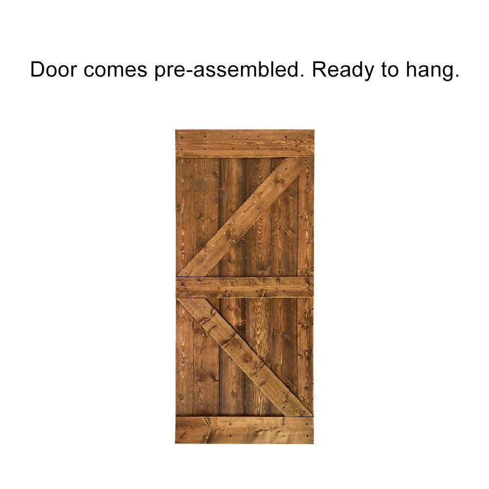 Charcoal Black Stained Wood Interior Sliding Barn Door with Hardware Kit J874