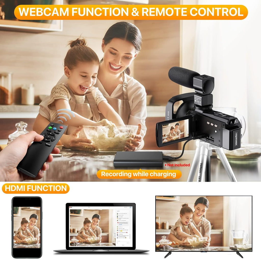 4K UHD Video Camera Camcorder with Microphone H195