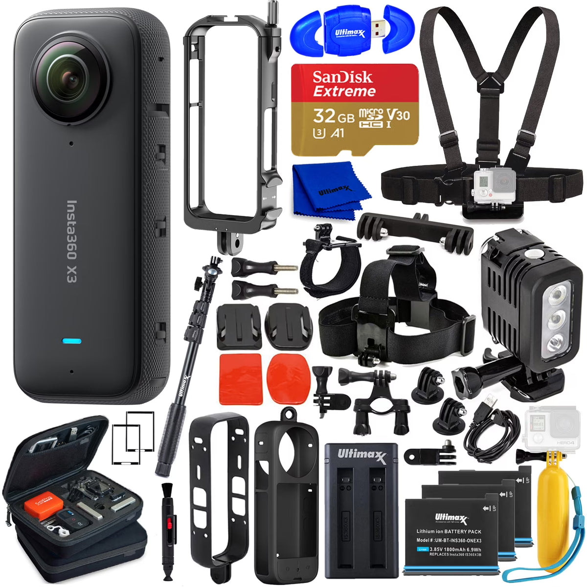 5.7K 360° Waterproof Touch Screen Action Camera 32GB Bundle C30446