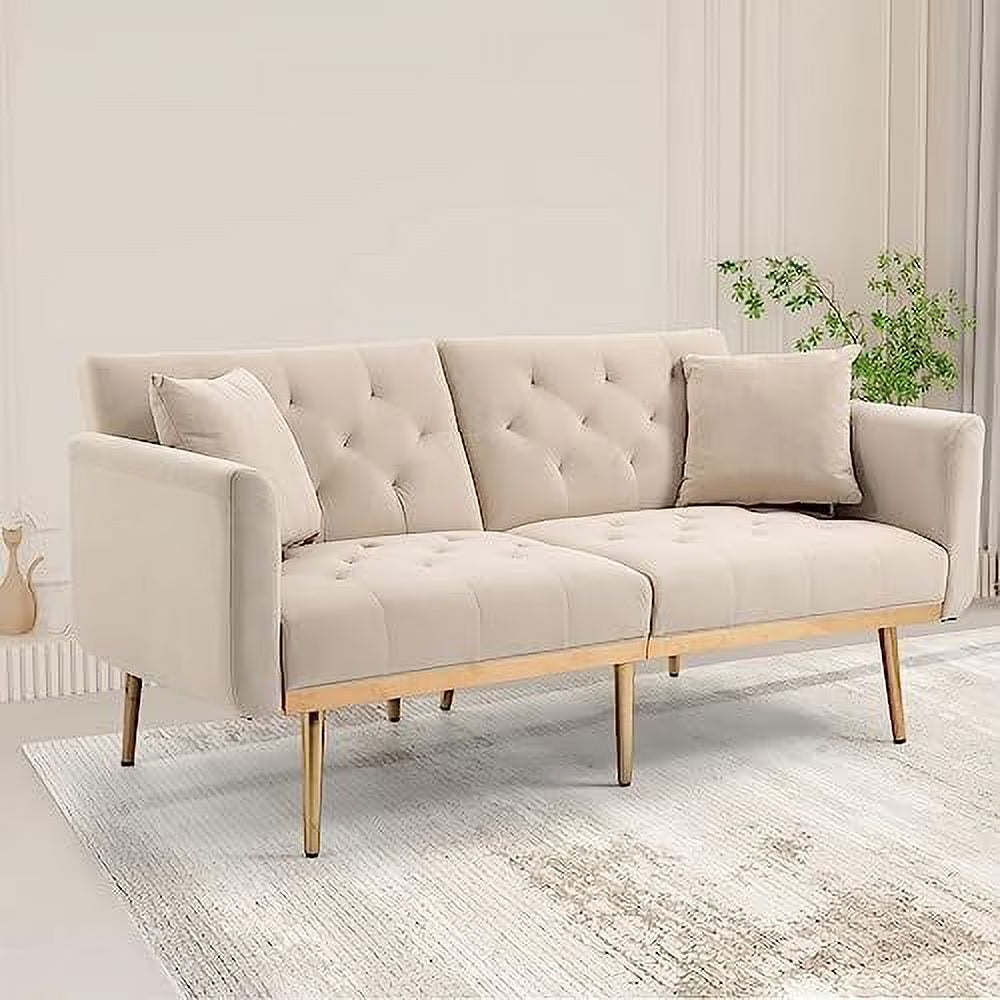 Velvet Loveseat with 7 Gold Metal Legs D434110
