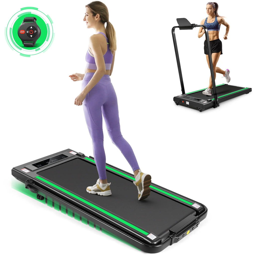 4 in 1 Under Desk Treadmill 2.5HP 300 lbs Capacity Black Green R1929