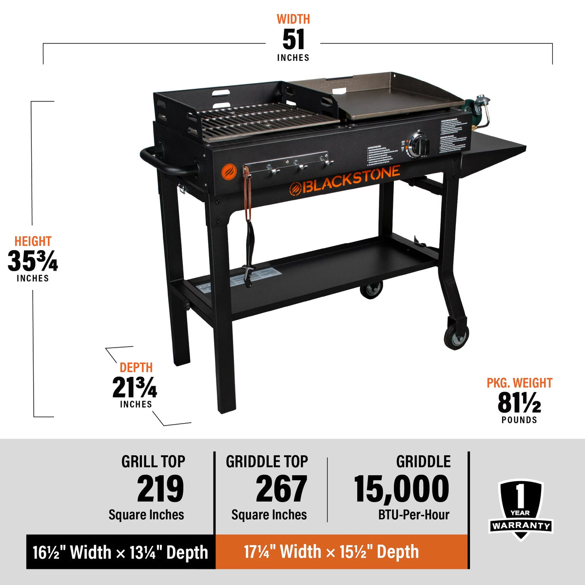 17 Griddle and Charcoal Grill Combo K924635