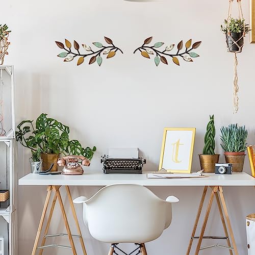 2 Pieces Metal Tree Leaf Wall Decor B843124