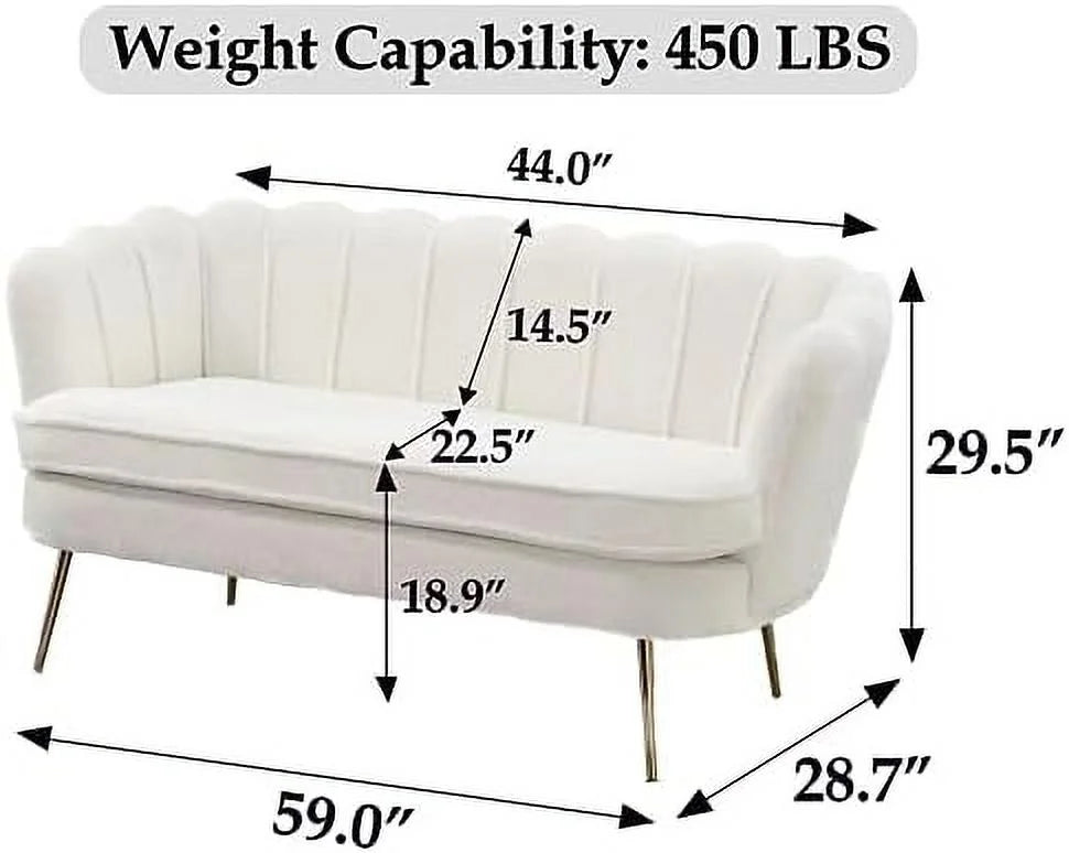 Boucle Loveseat Sofa with Gold Metal Legs J351721