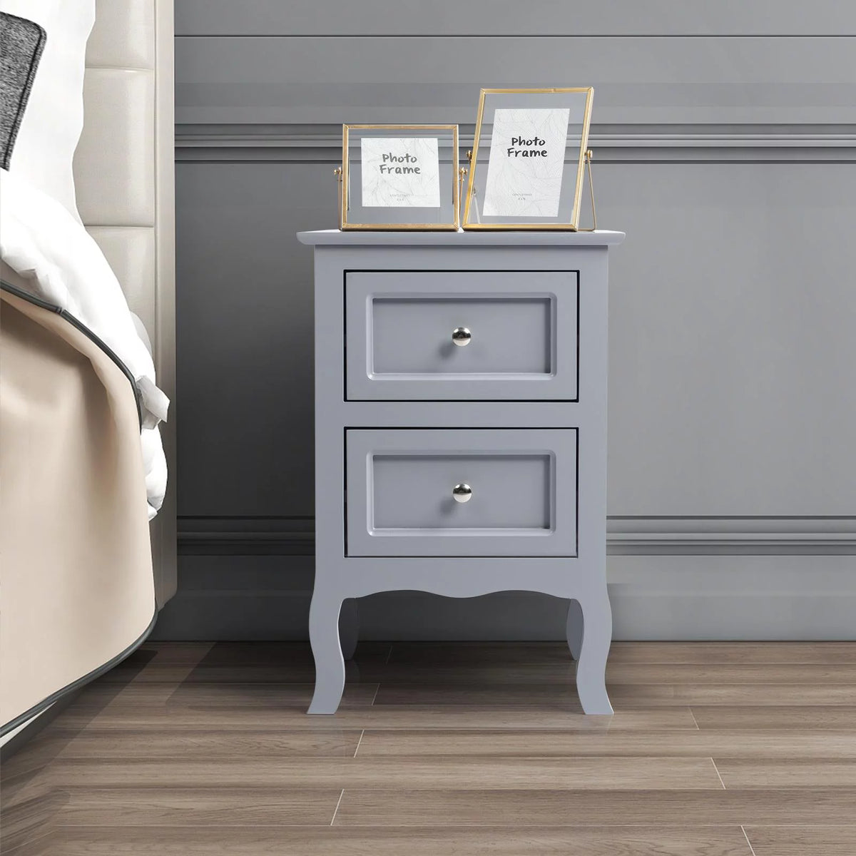 Gray Nightstand with 2 Drawers Set of 2 G7714