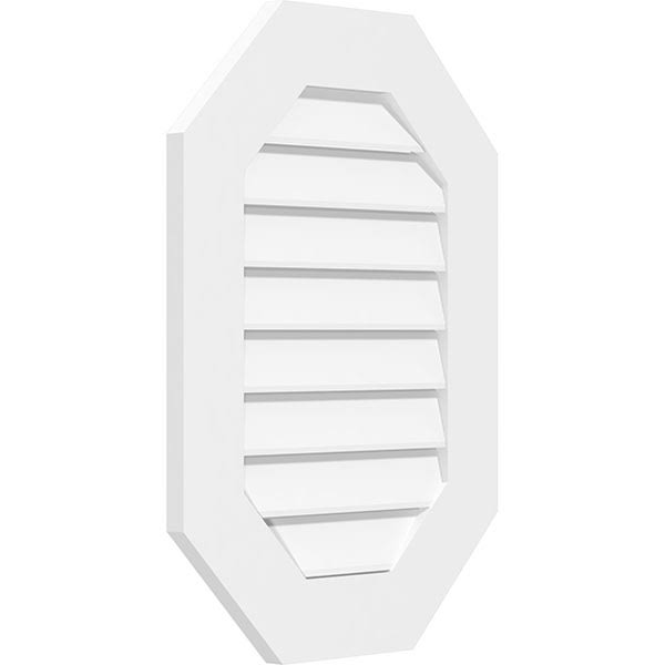 26x22W x 34x22H Vertical Elongated Octagon Surface Mount PVC Gable Vent O49706