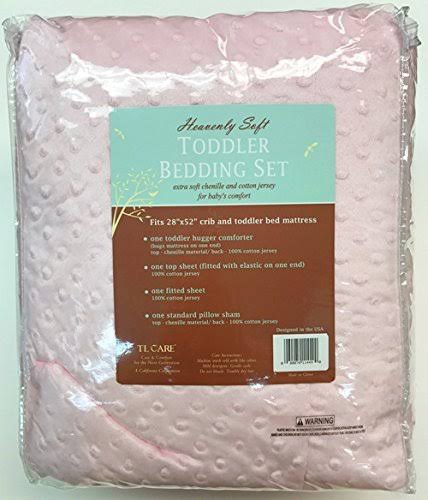 Pink 4 Piece Minky Dot Chenille Toddler Bedding Set I962