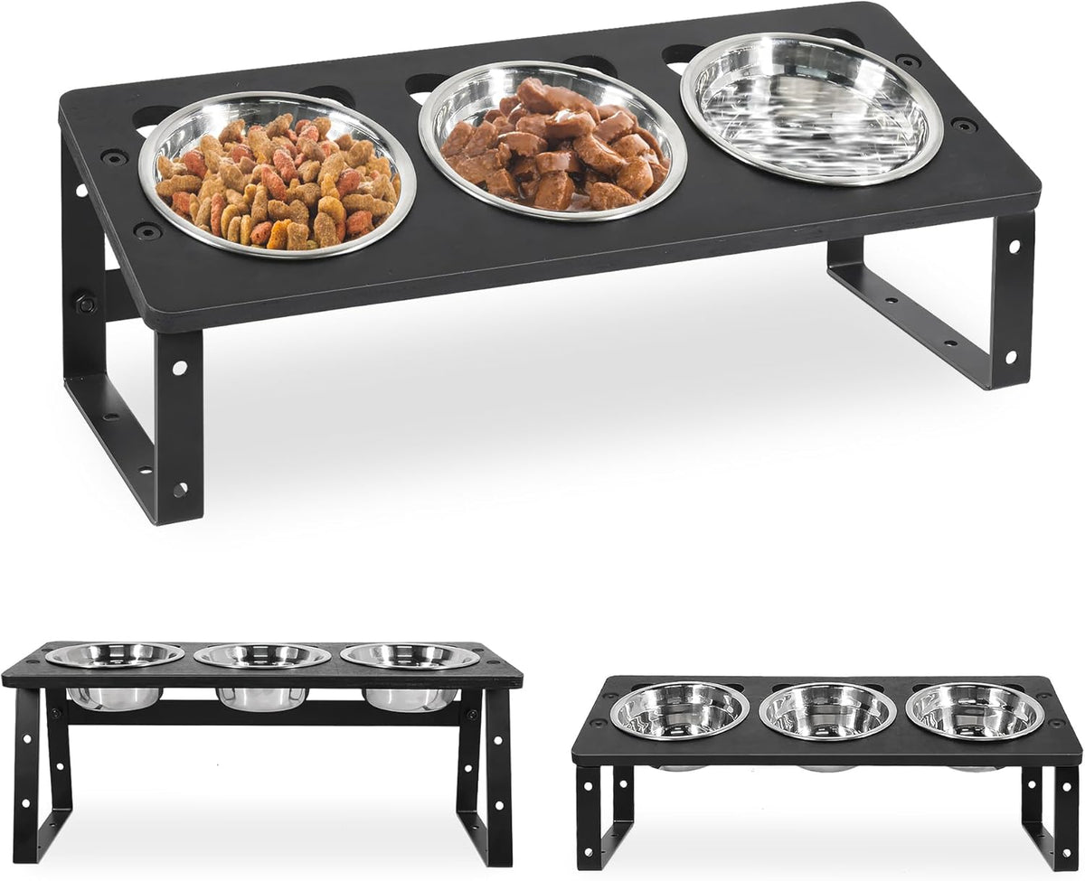 15° Tilted Raised Cat Bowls with Stainless Steel Feeder Bowls E762