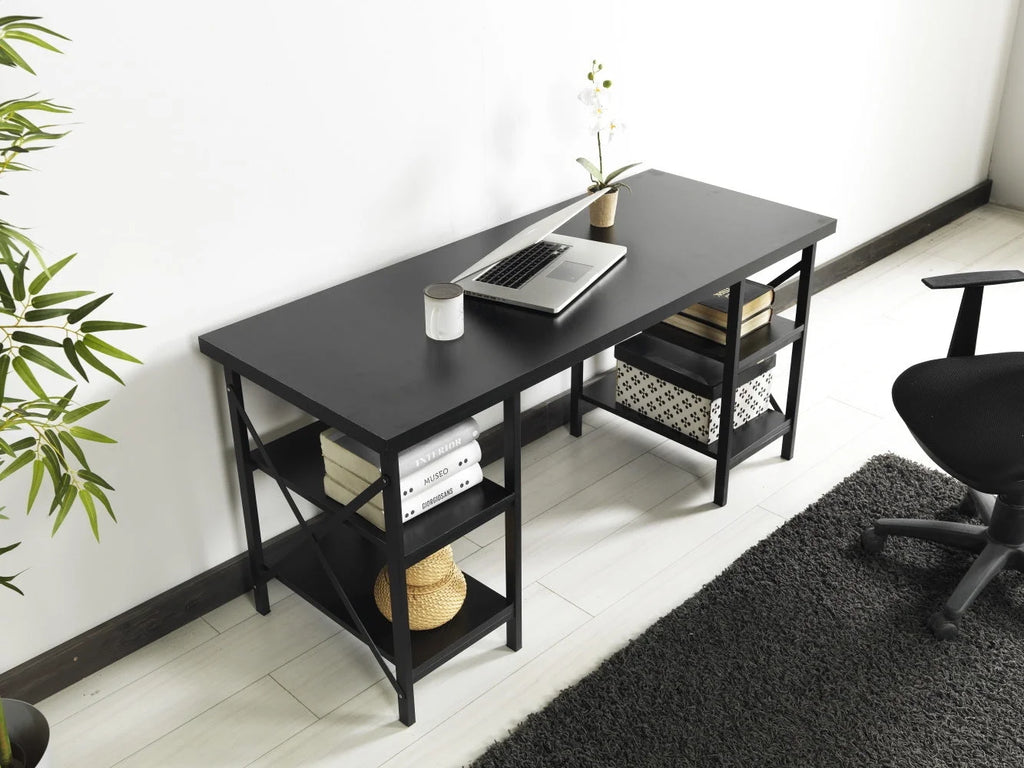 60" Extra Wide Wood Top 4 Shelves Writing and Computer Desk N35842