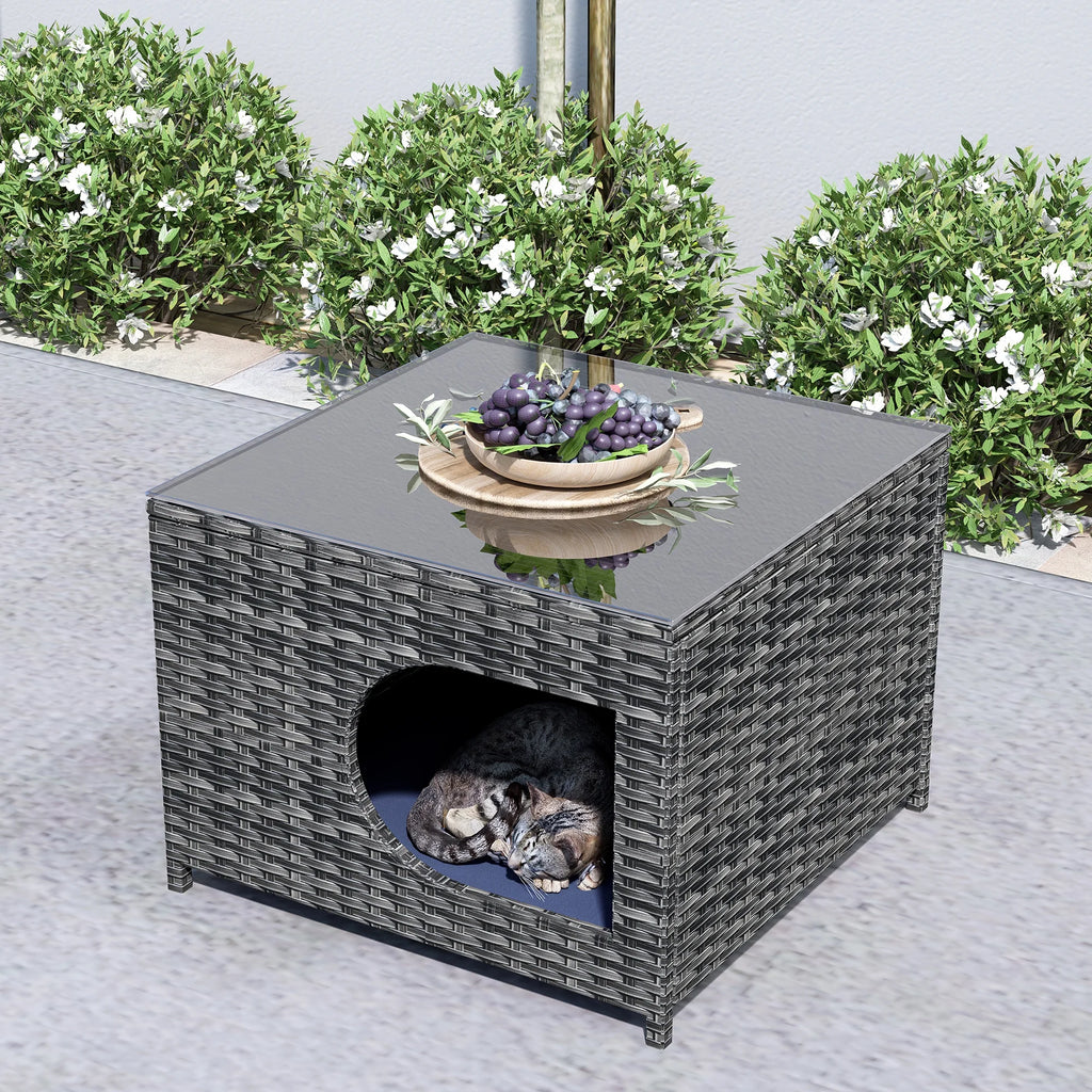 Wicker Coffee Table with Glass S148243