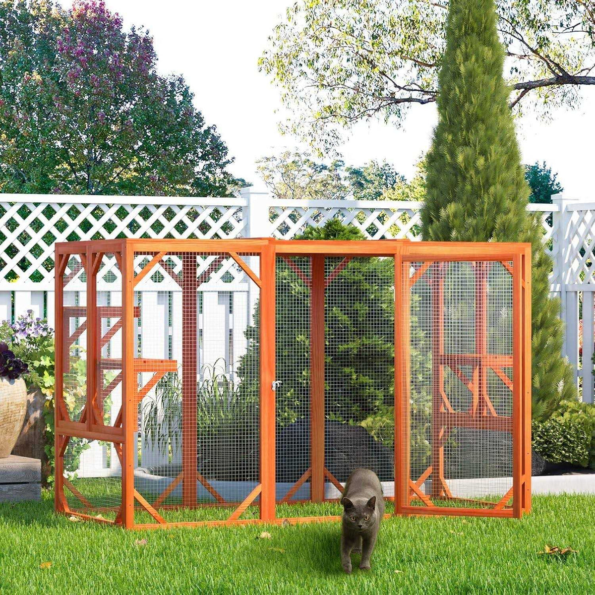 Outdoor Cat Enclosures Wooden Catio Weatherproof I2676