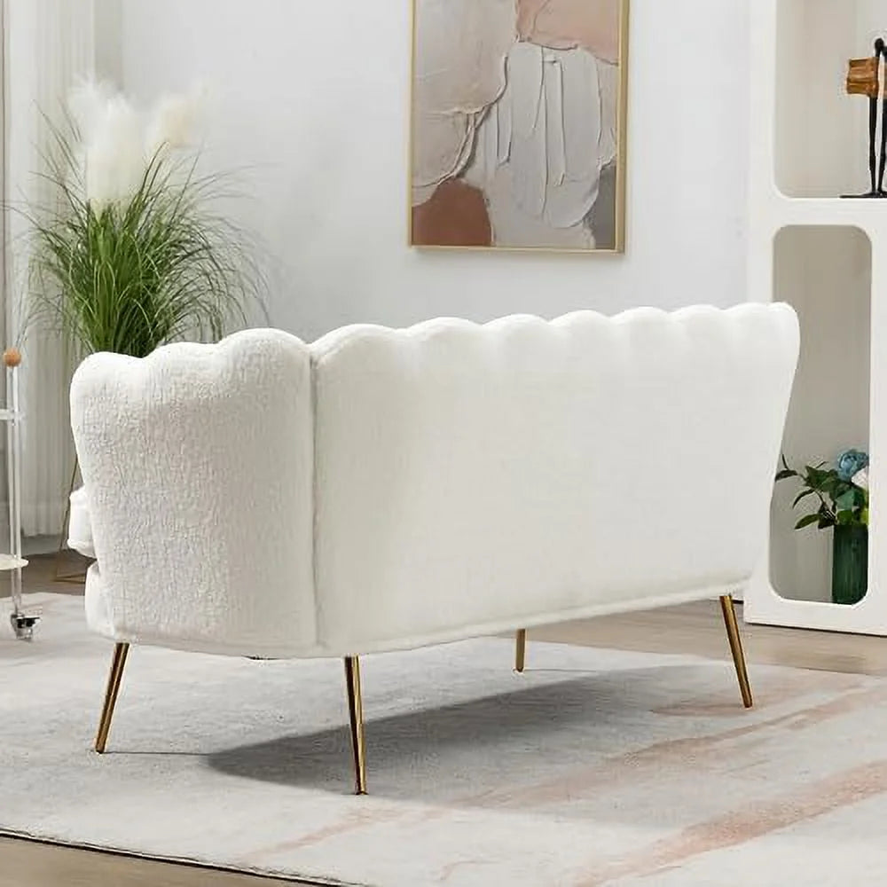 Boucle Loveseat Sofa with Gold Metal Legs J351721