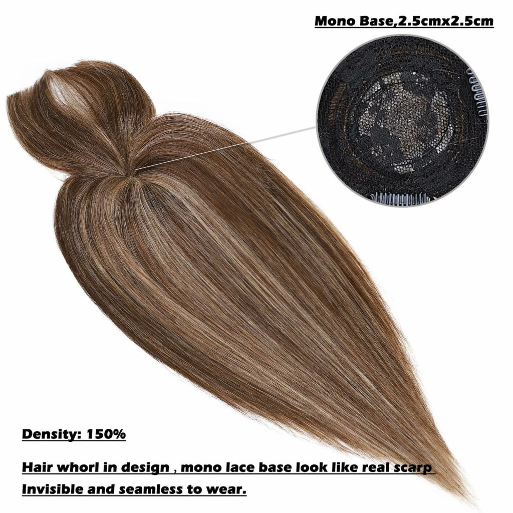 Clip In Human Remy Hair Topper Hairpiece With Bang Mono Base Q29100