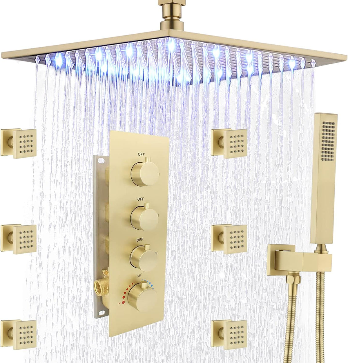 Brushed Nickel 12 Inch Wall Mounted Shower Faucet Set P453436