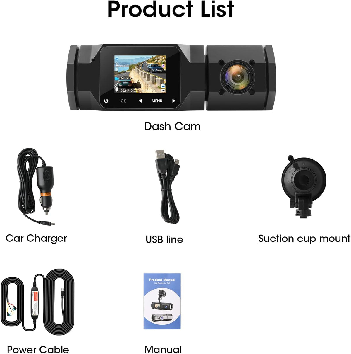 Dual Dash Cam Front and Inside FHD 1080P Dash Camera with IR Night Vision 310°Wide Angle 24H Parking Monitor Pack of 2 F770