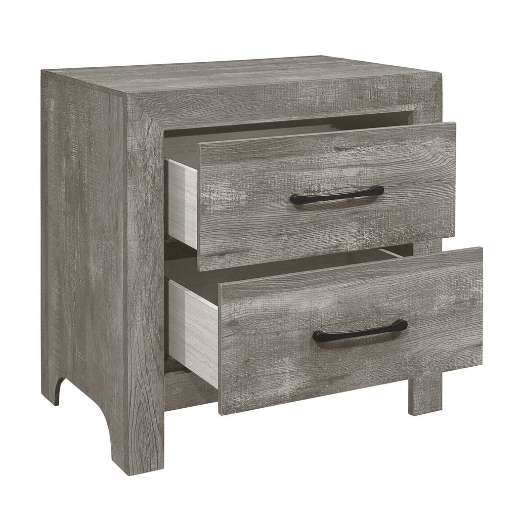 Gray Queen Size Bed and 2 Nightstands 3pc Set G279