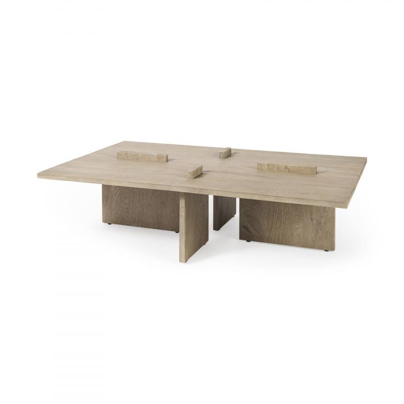 Light Brown Wood Rectangular Coffee Table T103176