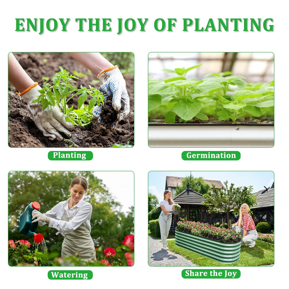 17" Tall Modular Corrugated Metal Raised Garden Bed Kit White 6.5'x2' W633