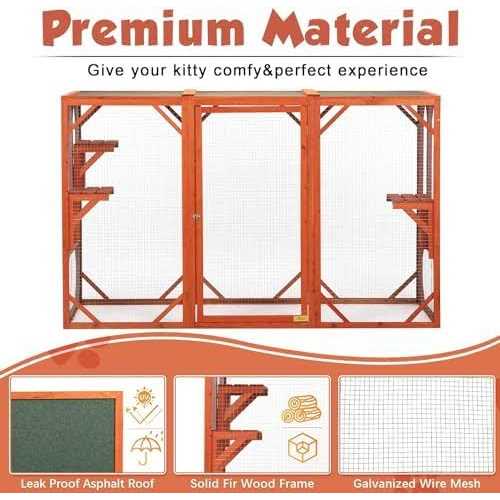 Outdoor Cat Enclosures Wooden Catio Weatherproof I2676