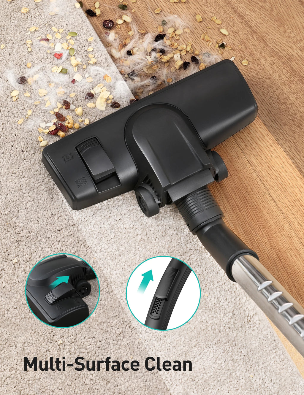 Bagless Canister Vacuum Cleaner with Double HEPA Filter, 1200W, 3.6QT W998
