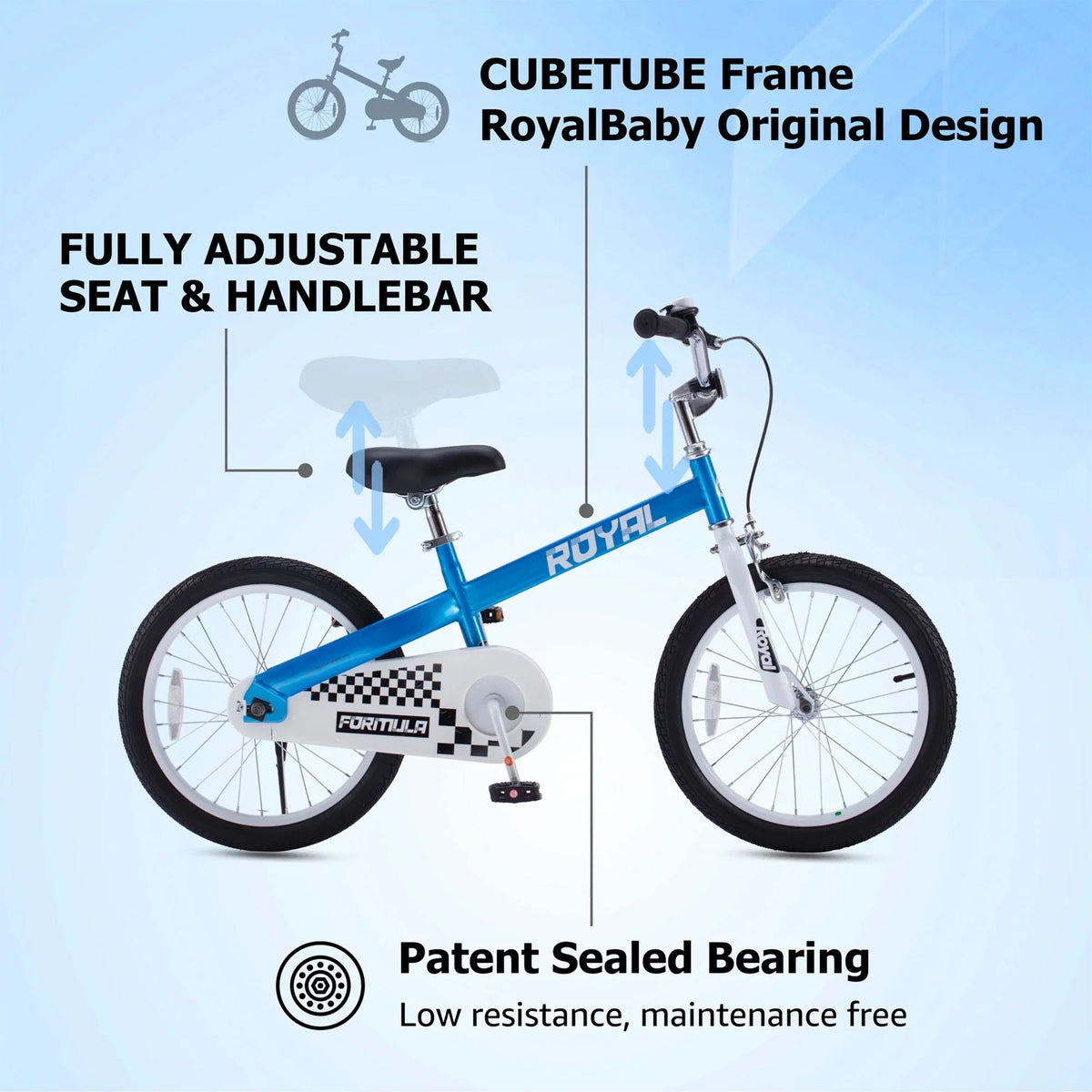 Blue Kids Bike with Training Wheels & Coaster Brake J865