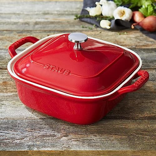 Cherry Ceramics Square Covered Baking Dish, 9x9-inch E41482