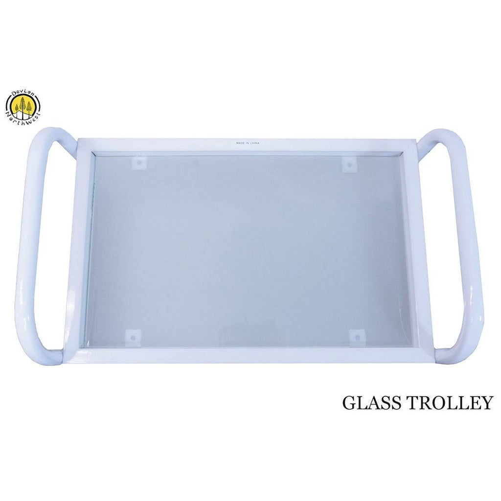Rolling Trolley Cart 3 Glass Shelves White Salon Equipment B114103