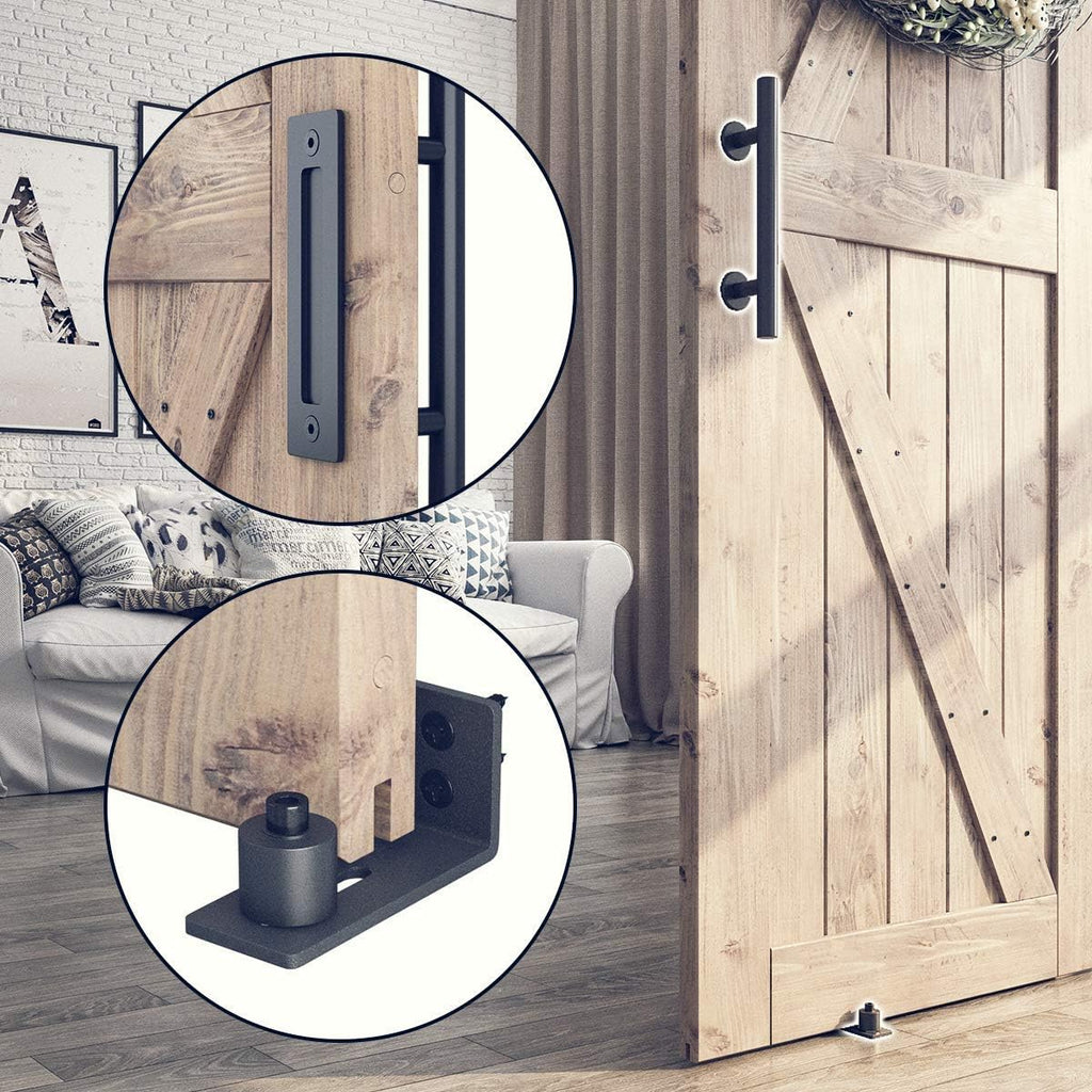 Sliding Barn Door Hardware Kit with Track Kit, Pull Handle Set, Floor Guide D8551