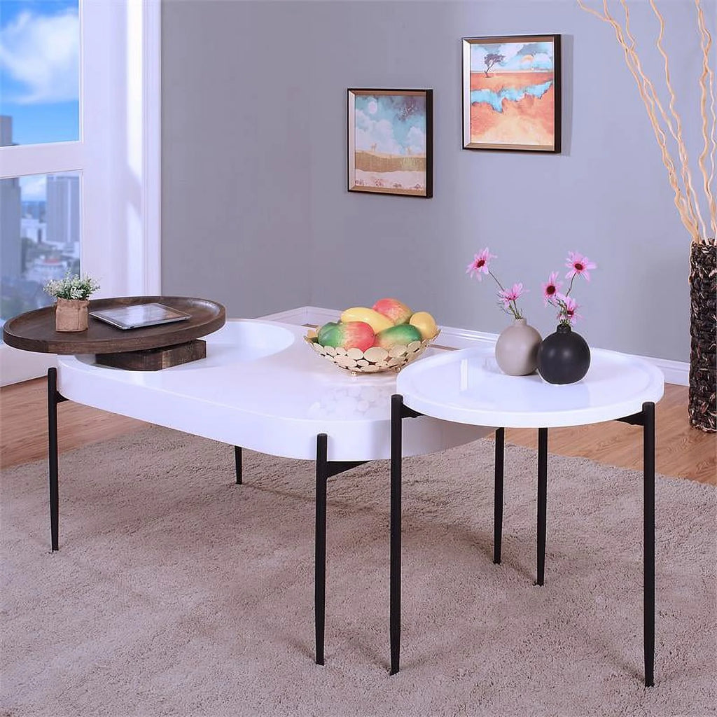 White 2-Piece Metal Coffee Table Set M73939