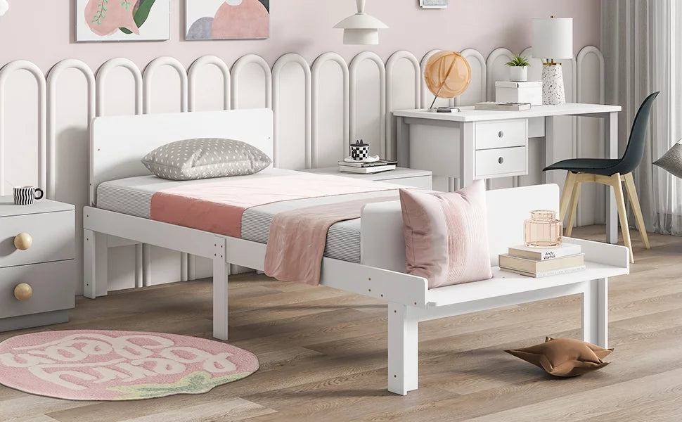 Twin Platform Bed with Bench and Storage L2321