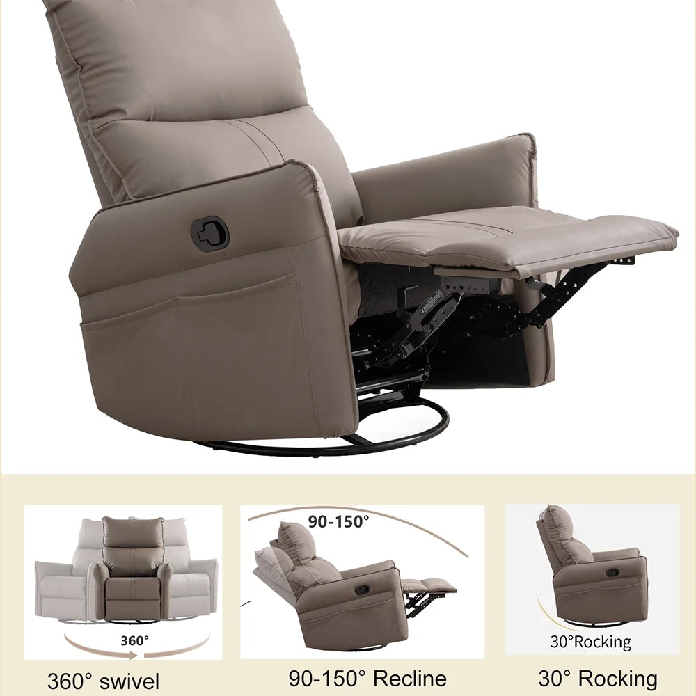 High Back 360 Degree Swivel Rocking Chair with Side Pocket J966