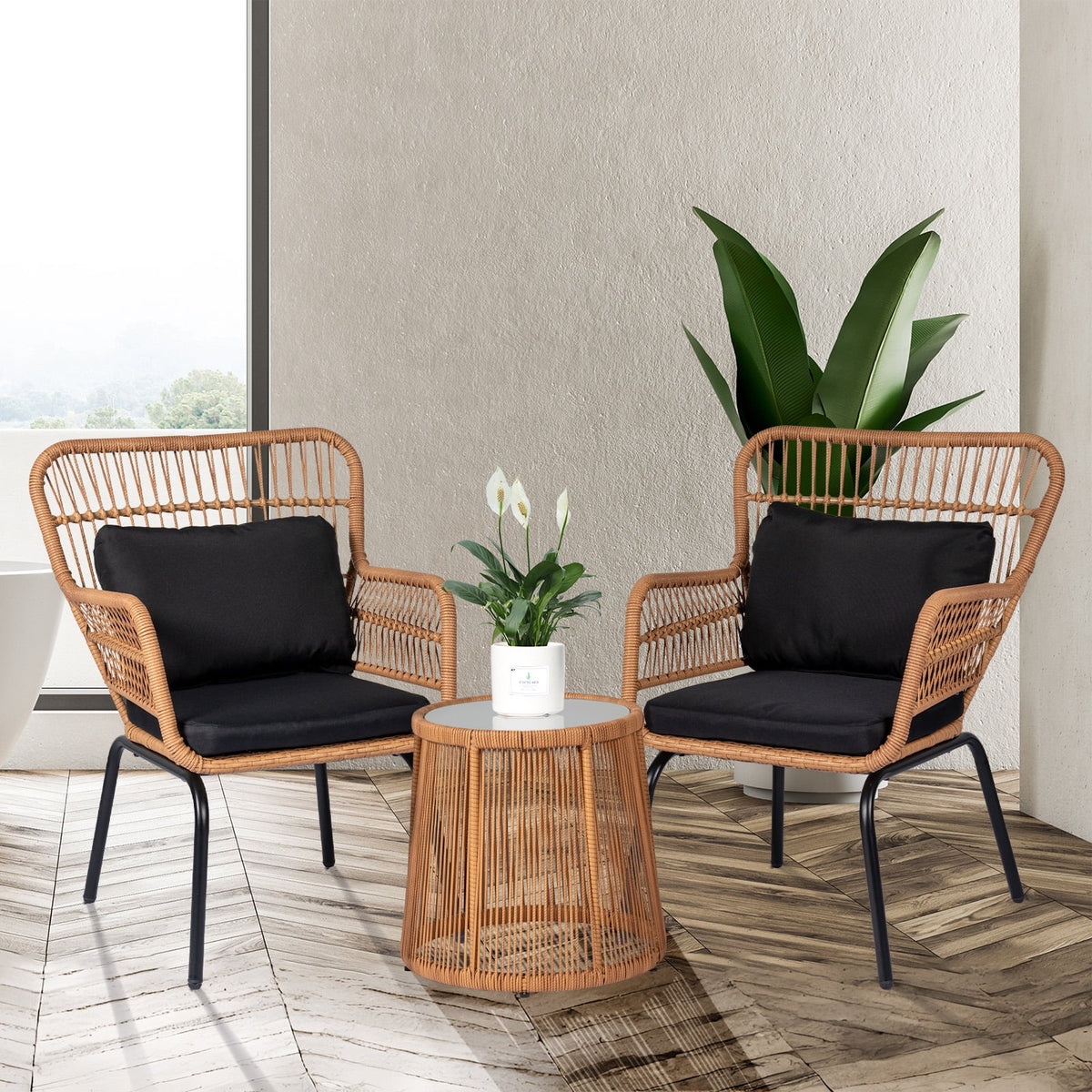 3 Piece All-Weather Wicker Bistro Set with Table A2740