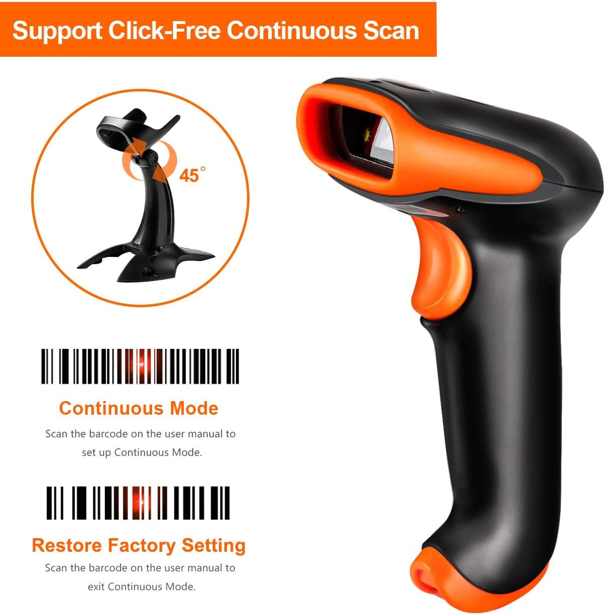 2D QR Barcode Scanner with Stand, Bluetooth & 2.4GHz Wireless & USB Wired, Pack of 2 I861