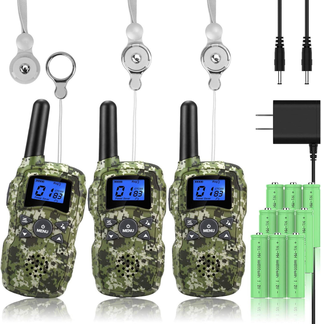 3 Pack Rechargeable Walkie Talkies with USB Charger Battery D505