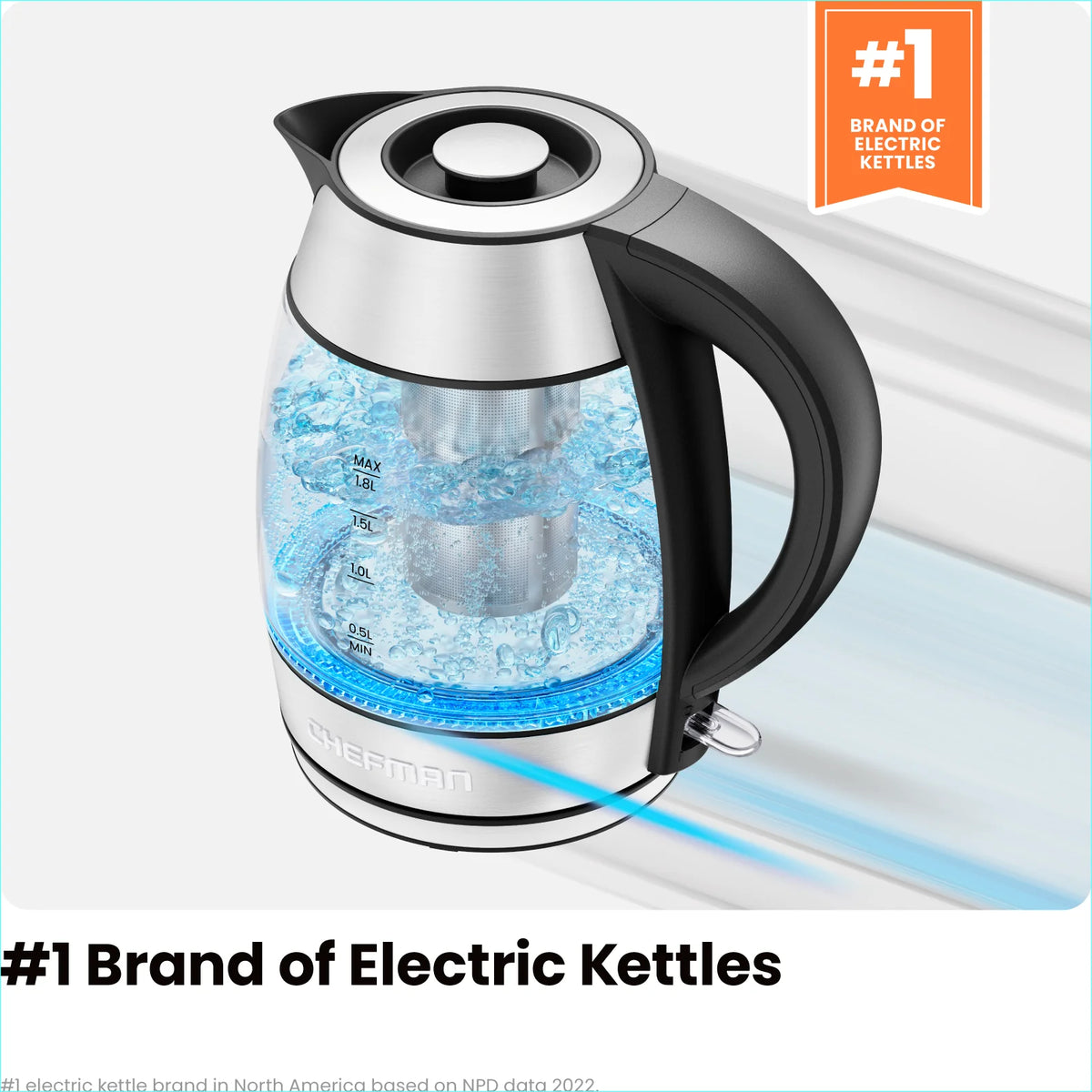 1.8L Electric Glass Kettle with Removable Tea Infuser N144