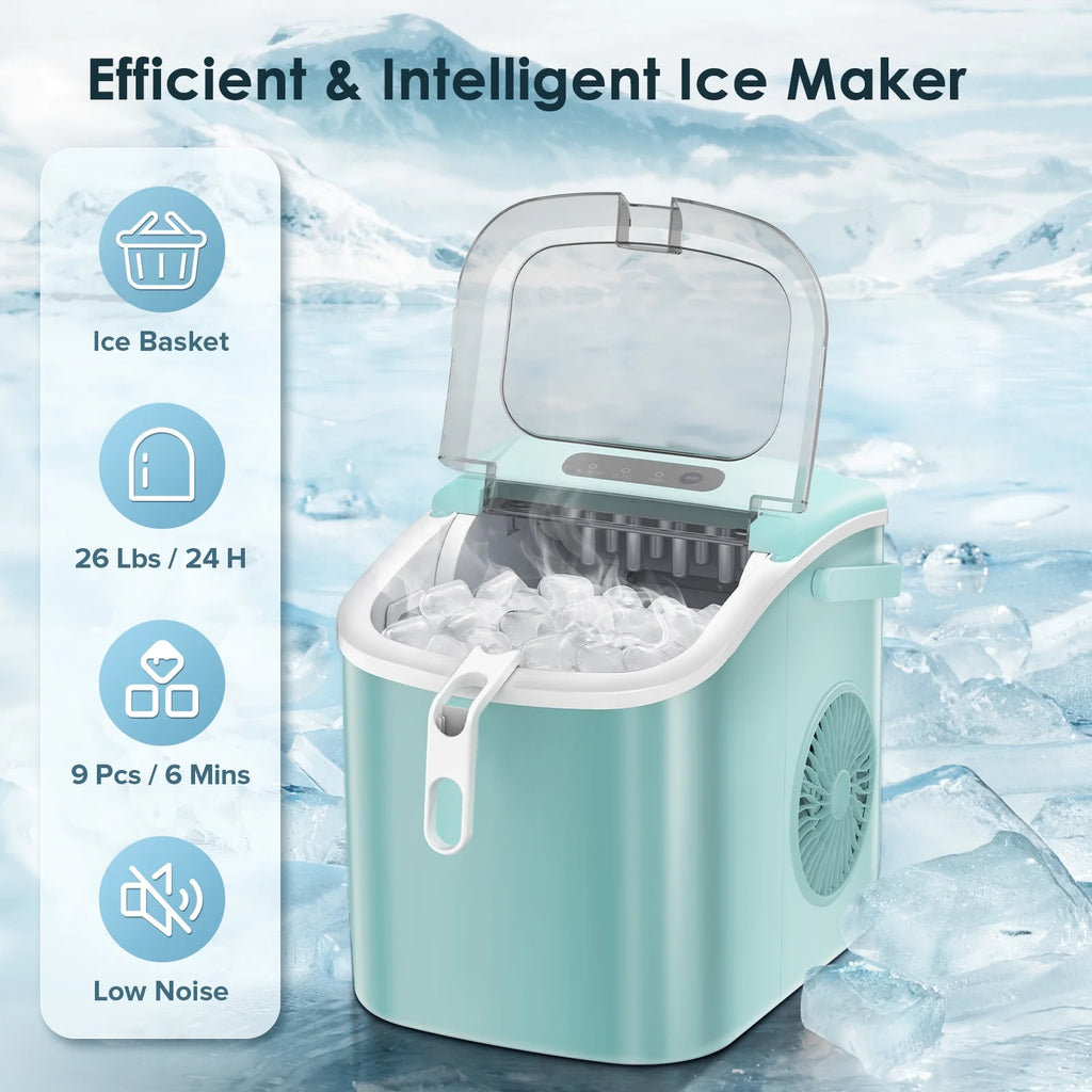 Portable Countertop Ice Maker with Handle, 26Lbs/24H, Black R58549