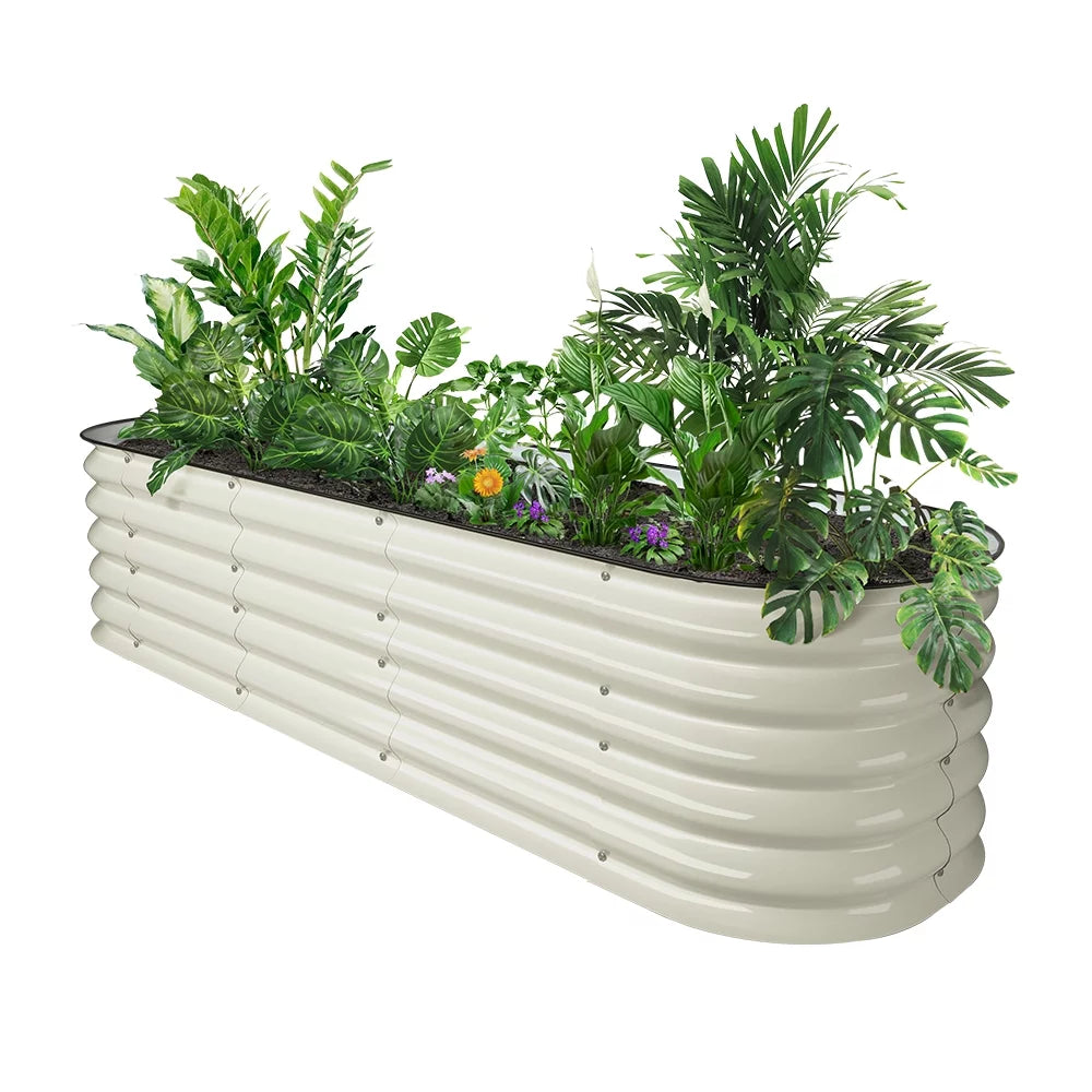 17" Tall Modular Corrugated Metal Raised Garden Bed Kit White 6.5'x2' W633