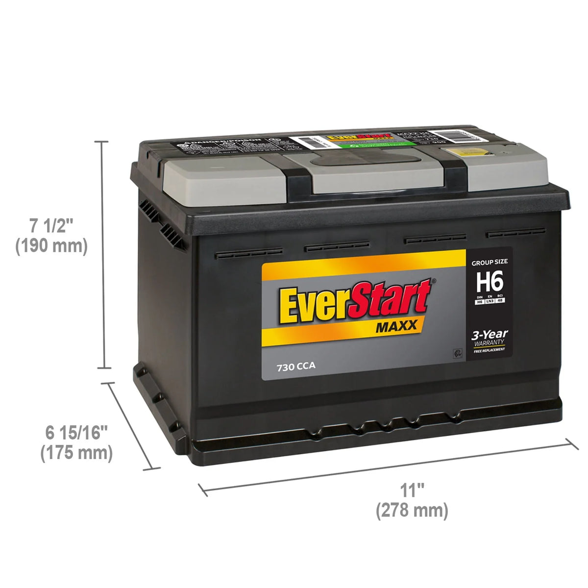 Lead Acid Automotive Battery Group Size H6 12 Volt 730 CCA B812899