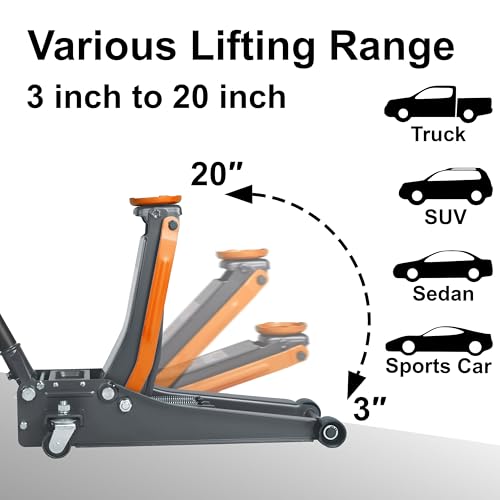 3-Ton Low-Profile Dual Pistons Heavy-Duty Steel Racing Floor Jack G60000