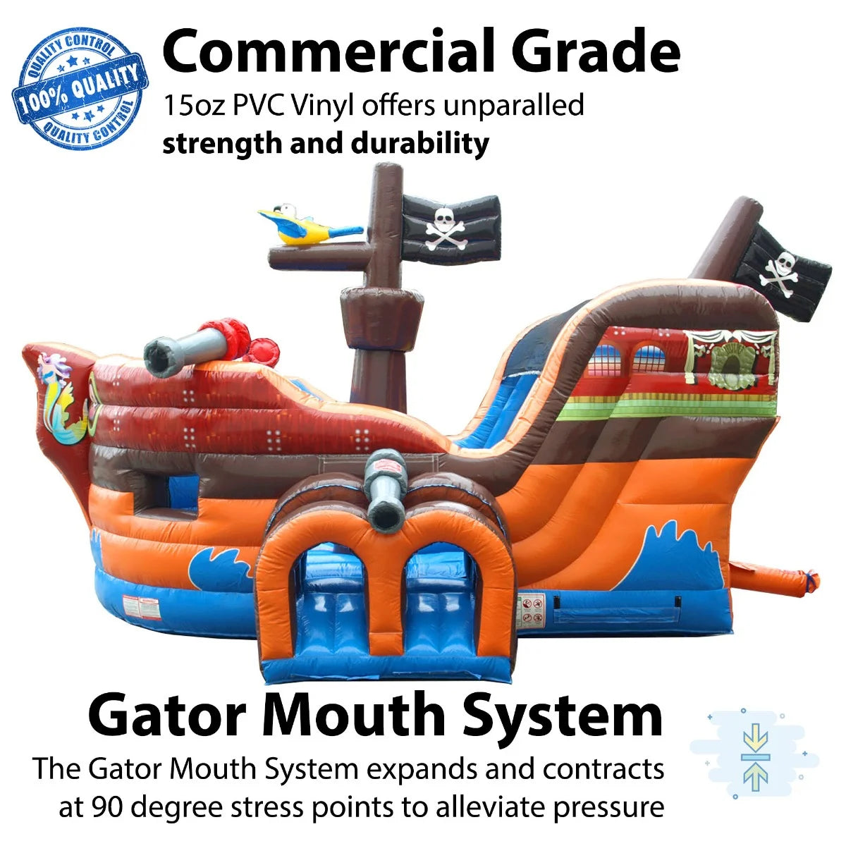 Pirate Ship Inflatable Bounce House with Slide N75344