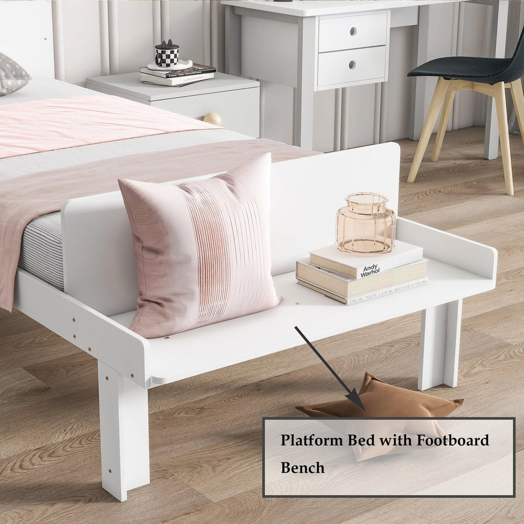 Twin Platform Bed with Bench and Storage L2321