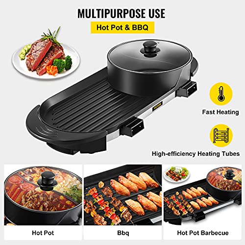 2 in 1 Electric BBQ Grill and Smokeless Hot Pot with Dual Temp Control D2738