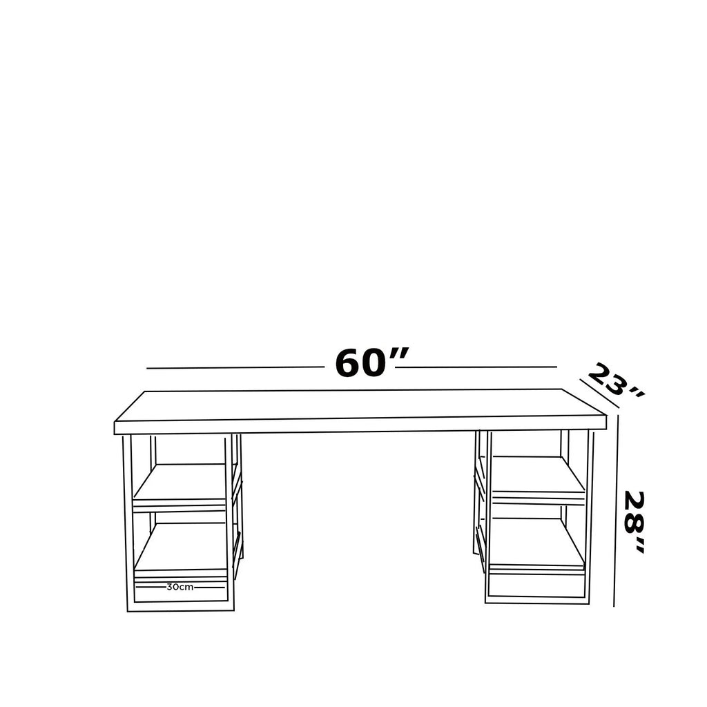 60" Extra Wide Wood Top 4 Shelves Writing and Computer Desk N35842