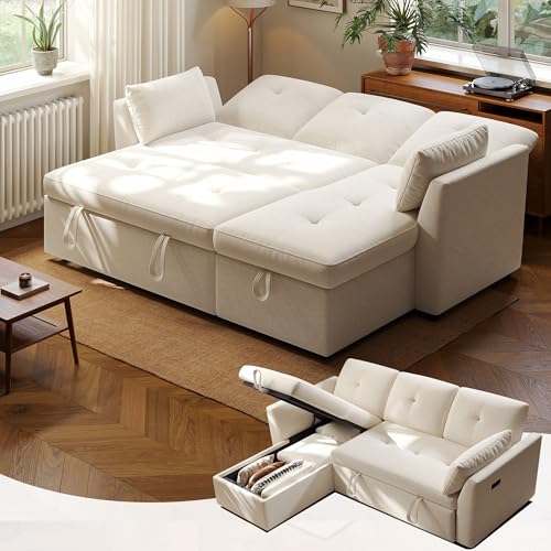 3 in 1 Convertible Velvet Sleeper Sofa Bed H273609