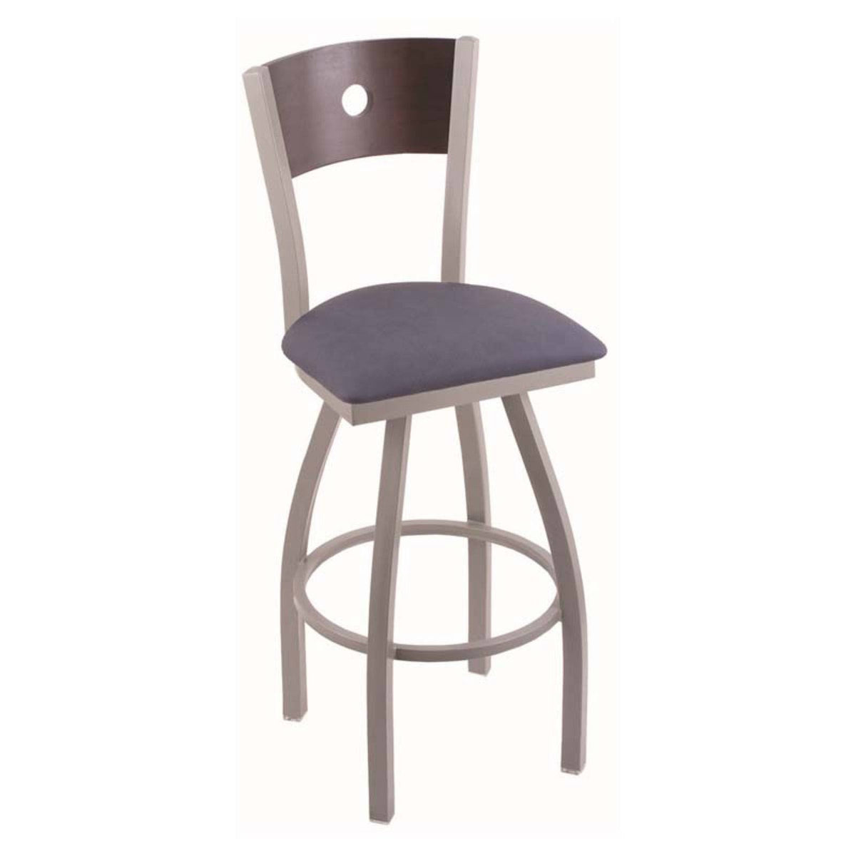 25x22 Counter Stool with Stainless Finish, Natural Oak Back, 360 Swivel U30387