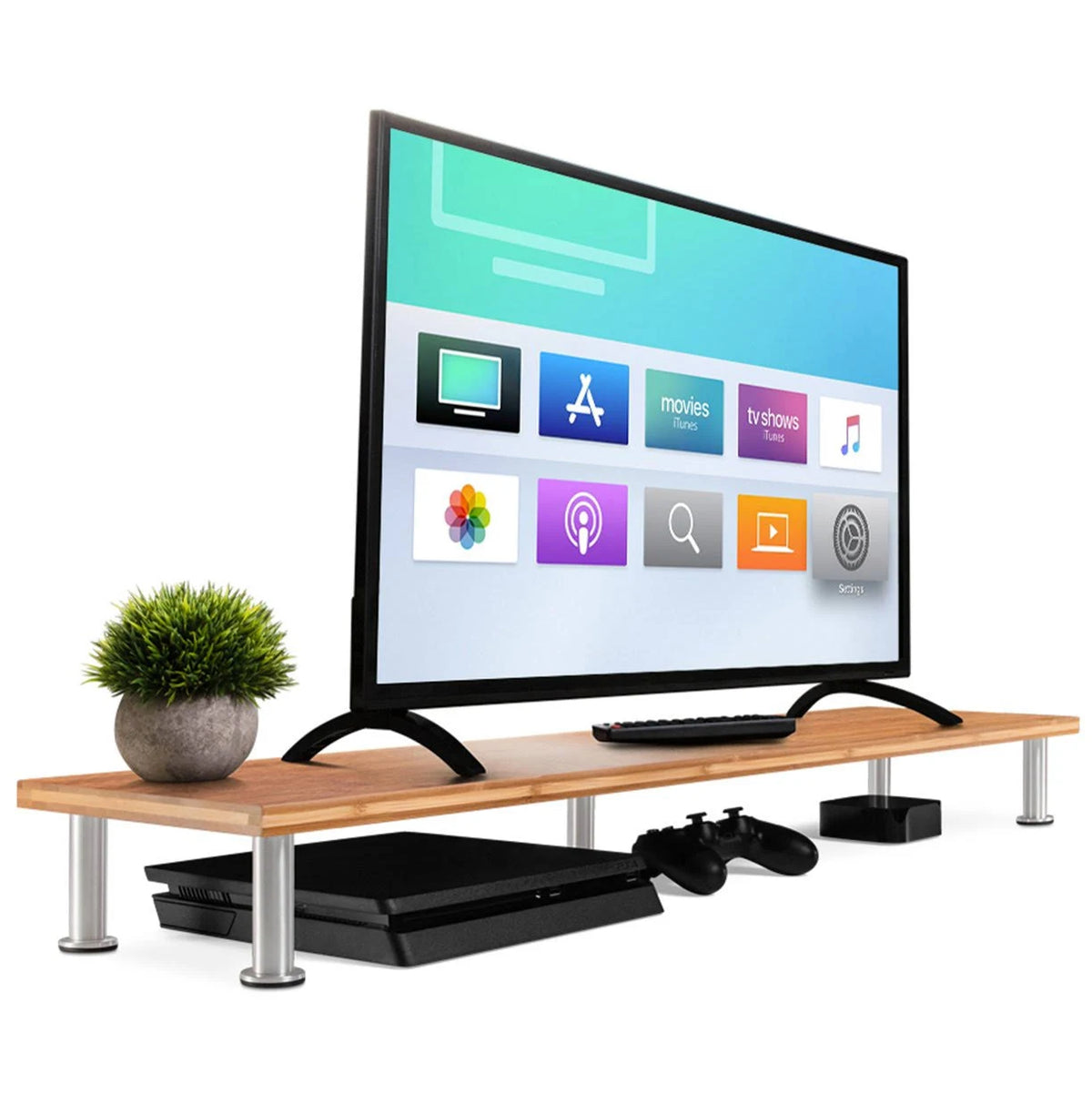 Solid Bamboo Dual Monitor Stand D72288