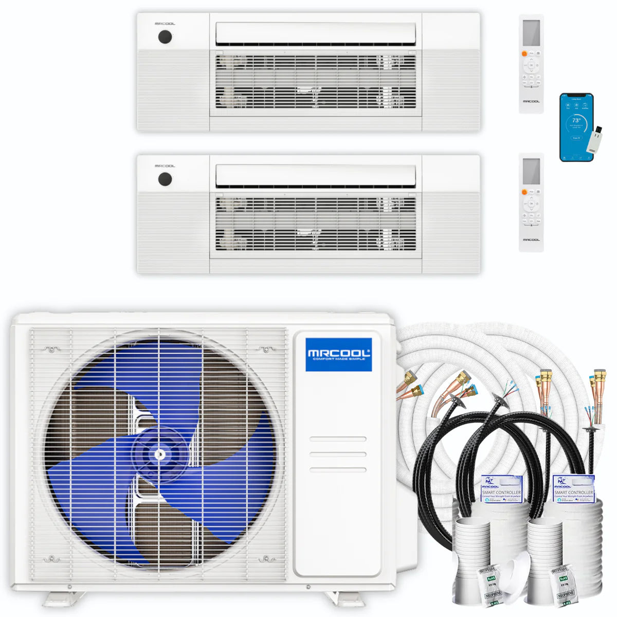 24,000 BTU 2 Zone Ceiling Cassette Ductless Air Conditioner and Heat Pump C7524